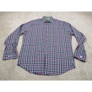 Peter Millar Shirt Men Large L Blue Red Cherry Hills Summer Comfort Button Up